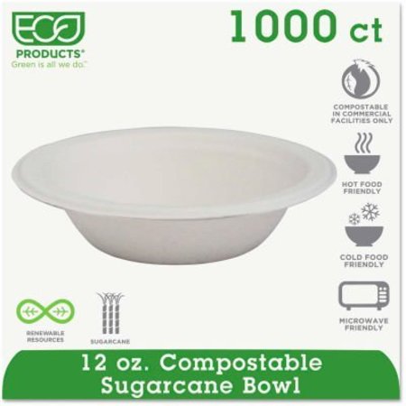 ECO-PRODUCTS Eco-Products® EPBL12 Sugarcane Bowls, 12 oz., Natural White, 1000/Carton EPBL12